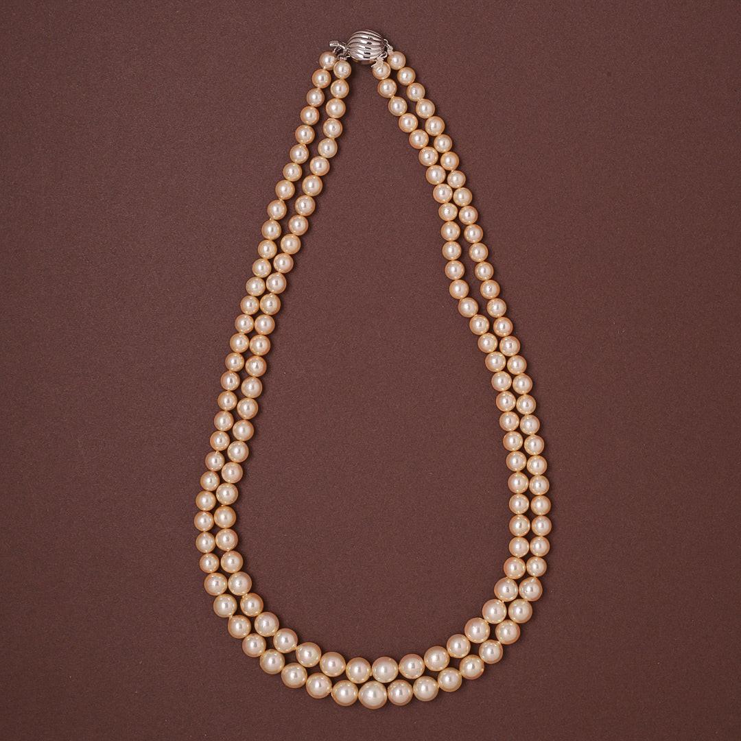 Round Golden Japanese Akoya Pearl Necklace, 6–9.0mm, AA Quality