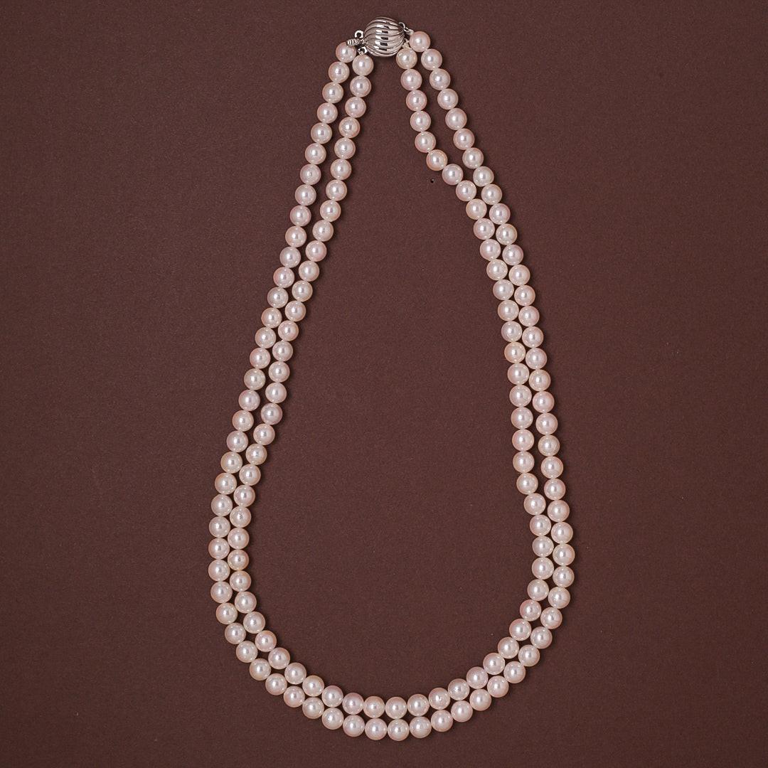 Round White Japanese Akoya Pearl Necklace, 6.5-7mm, AA Quality