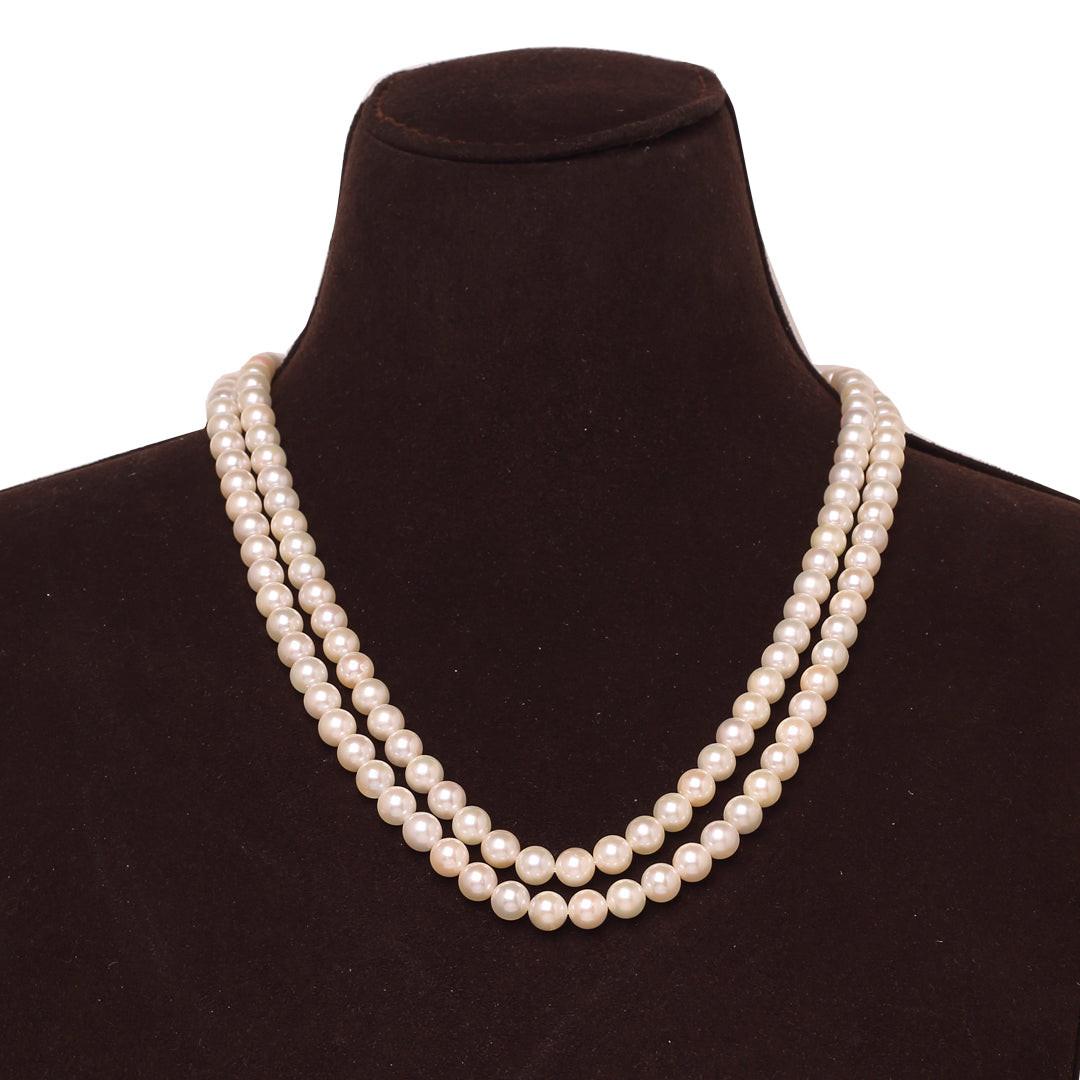Round White Japanese Akoya Pearl Necklace, 6.5-7mm, AA Quality