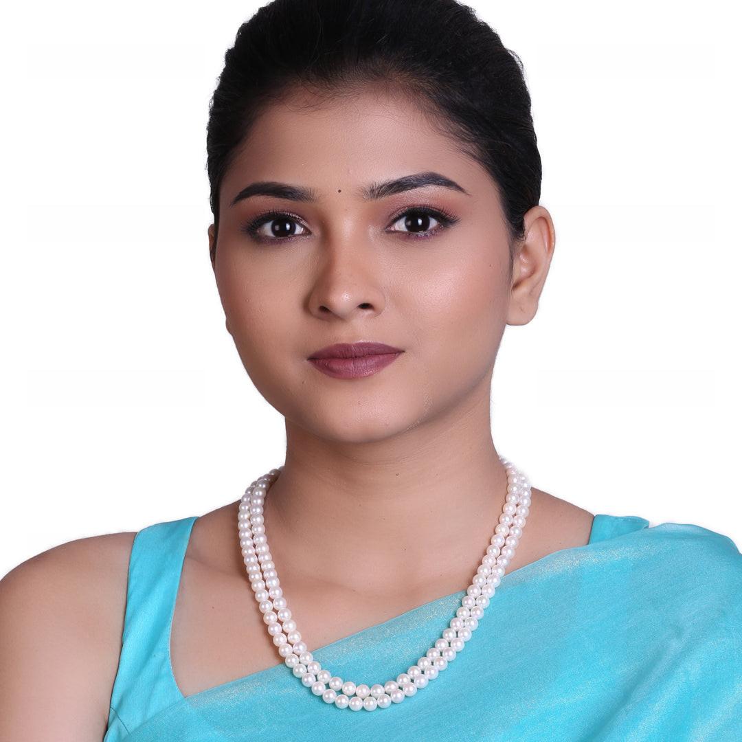 Round White Japanese Akoya Pearl Necklace, 6.5-7mm, AA Quality