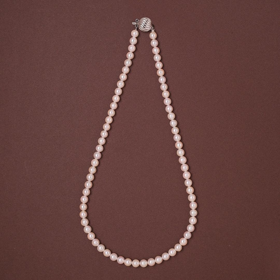 Round White Japanese Akoya Pearl Necklace, 6.5–7.0mm, AA Quality
