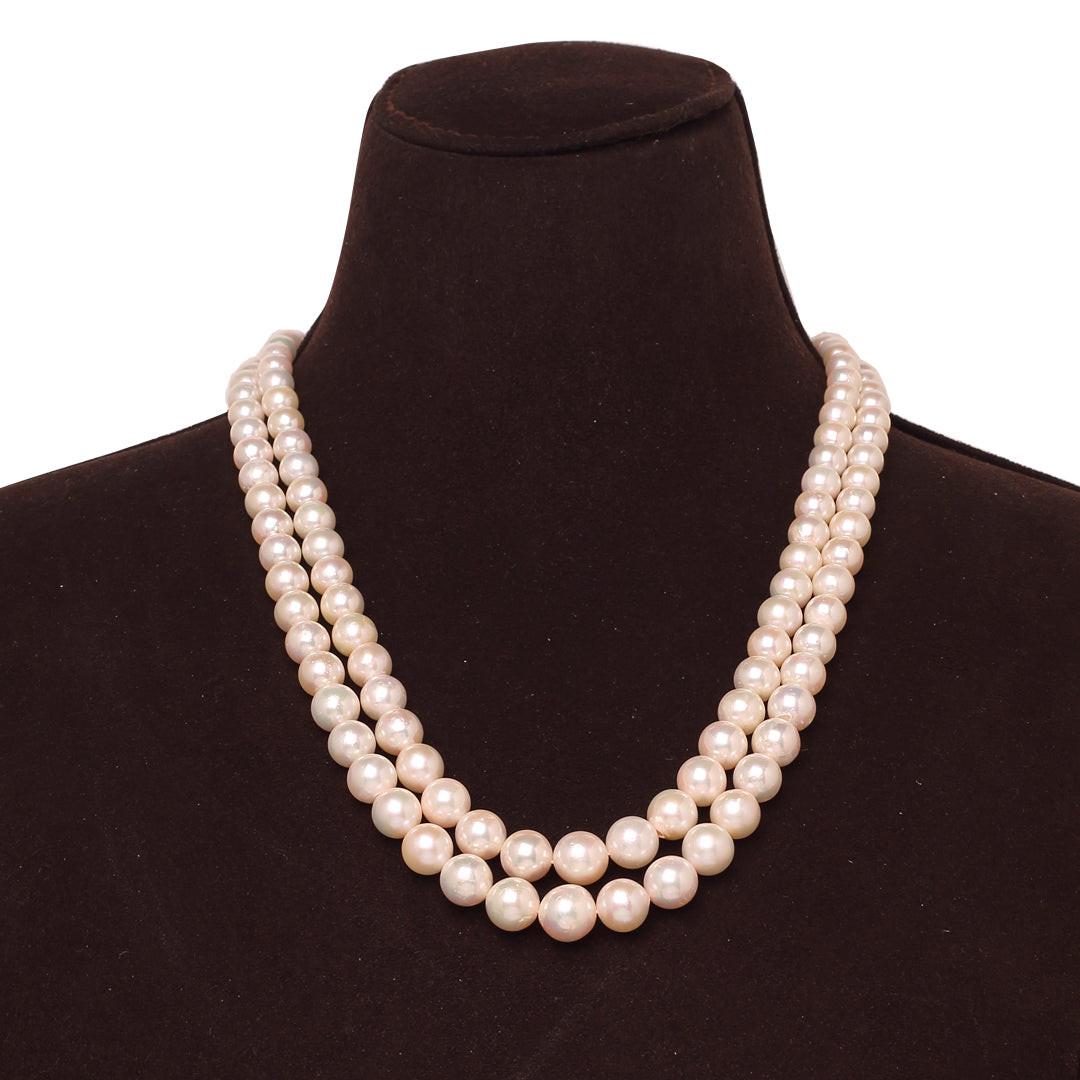 Round White Japanese Akoya Graded Pearl Necklace, 6-9.8mm, AA Quality