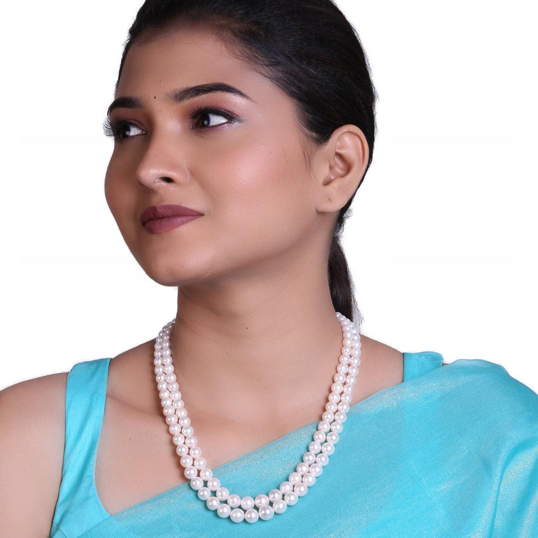 Round White Japanese Akoya Graded Pearl Necklace, 6-9.8mm, AA Quality