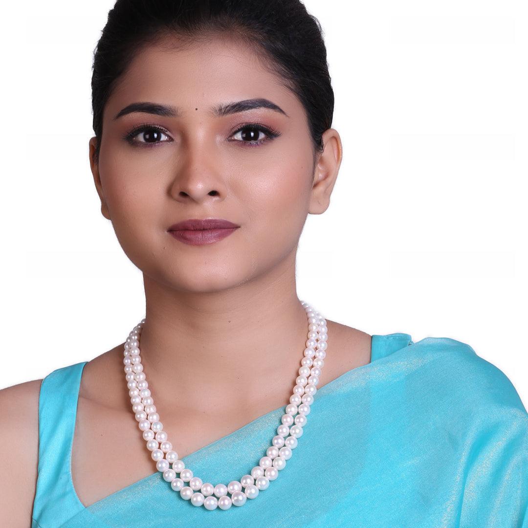 Round White Japanese Akoya Graded Pearl Necklace, 6-9.8mm, AA Quality