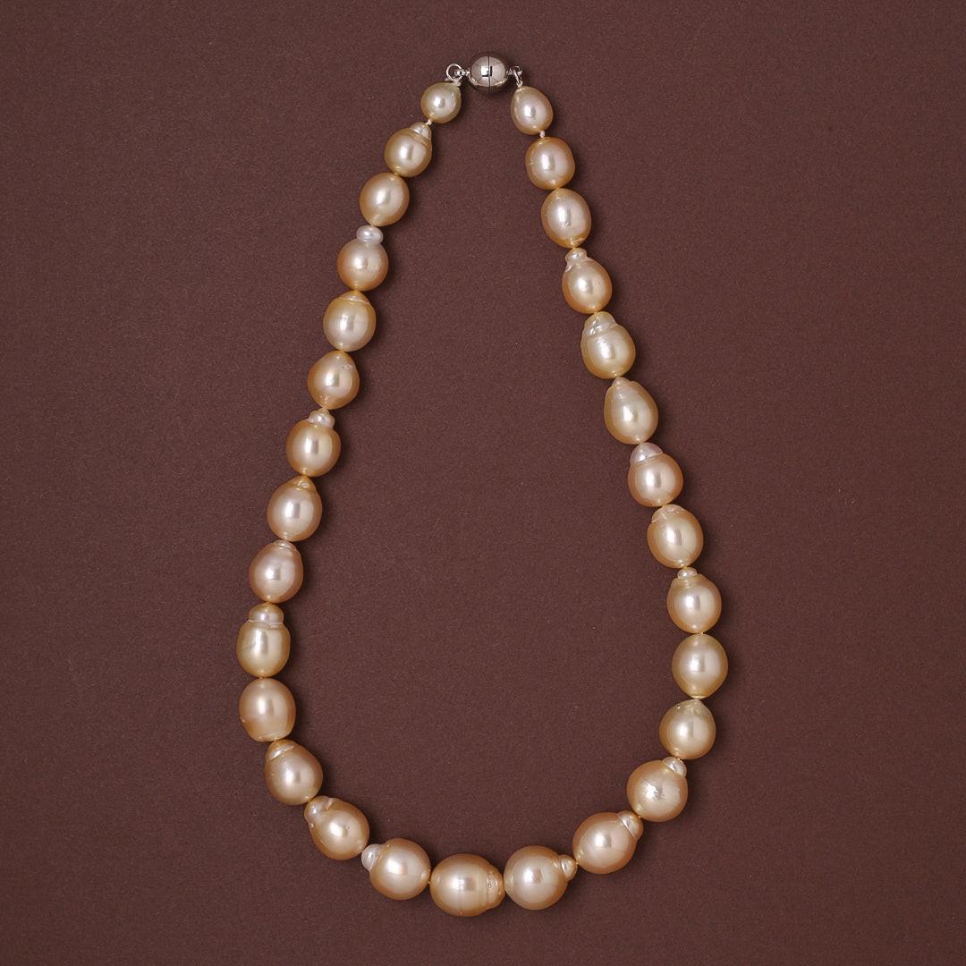 Baroque Natural-Color Golden South Sea Pearl Necklace, 9–14mm, A Quality