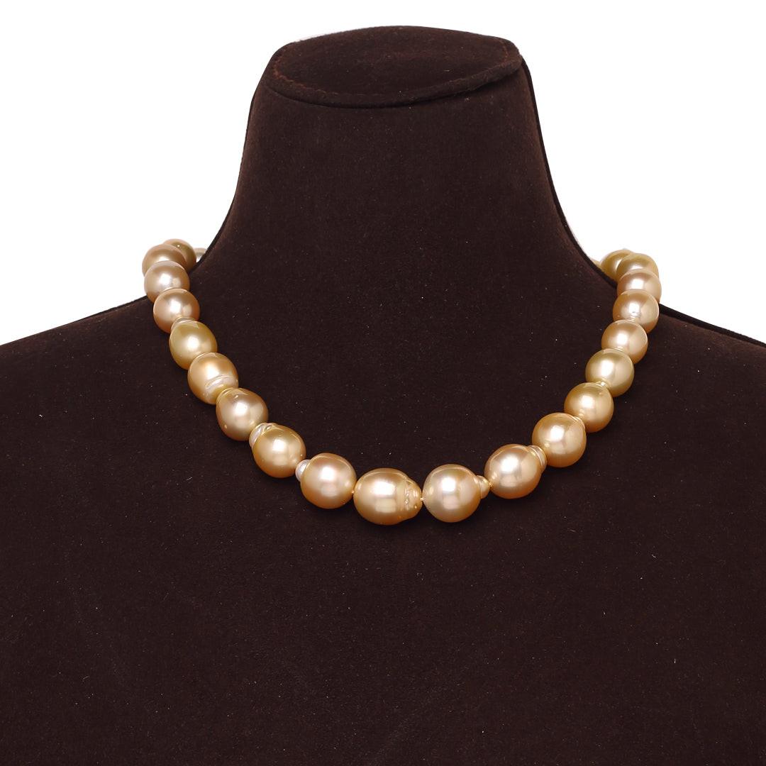 Baroque Natural-Color Golden South Sea Pearl Necklace, 9–14mm, A Quality
