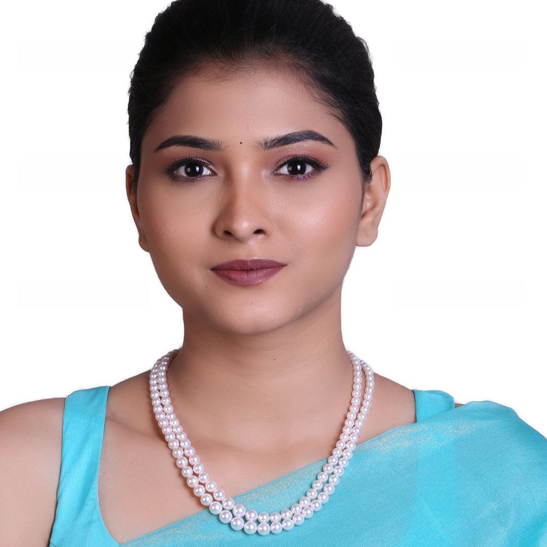 Graded Round White Japanese Akoya Pearl Necklace, 5–9mm, AAA Quality