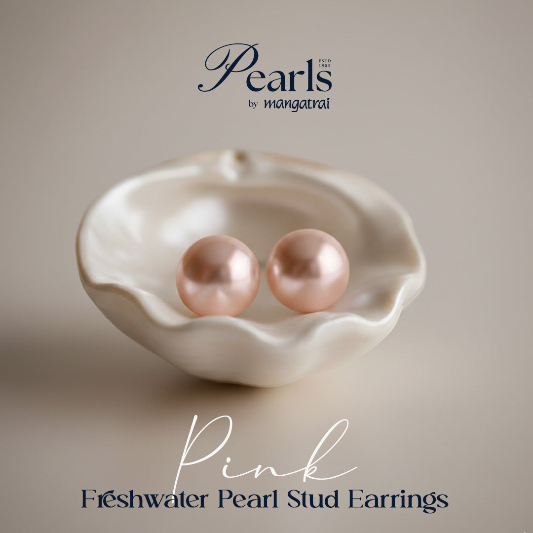 White Pink Lavender Freshwater Pearl Stud