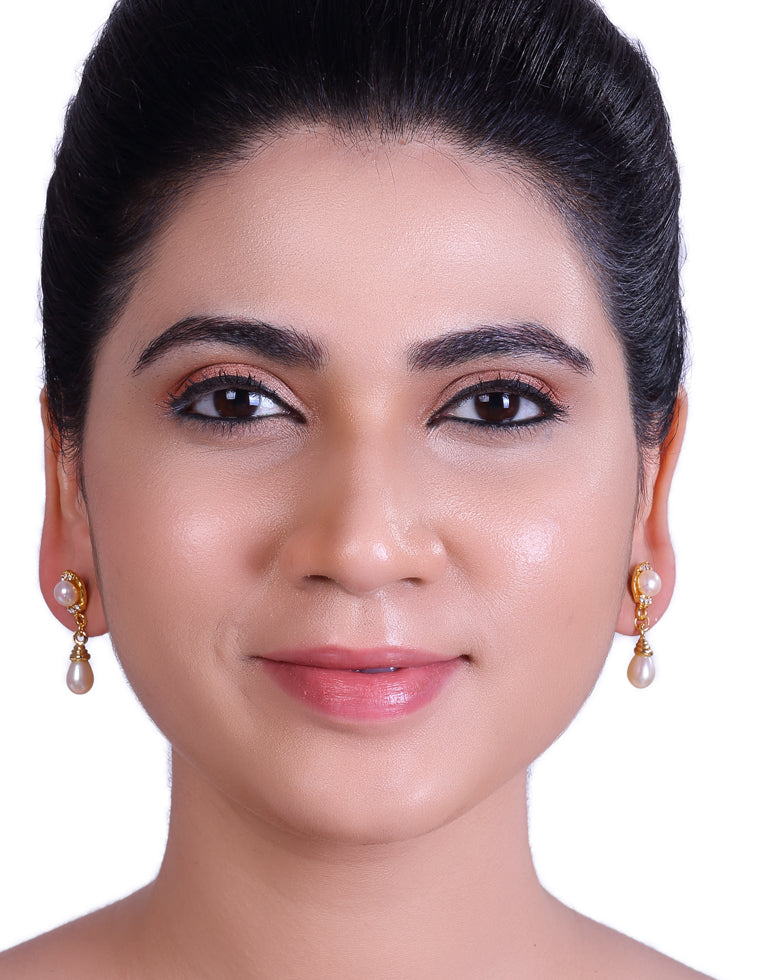 Freshwater Pearl with Cubic Zircon Fancy Stud Earrings