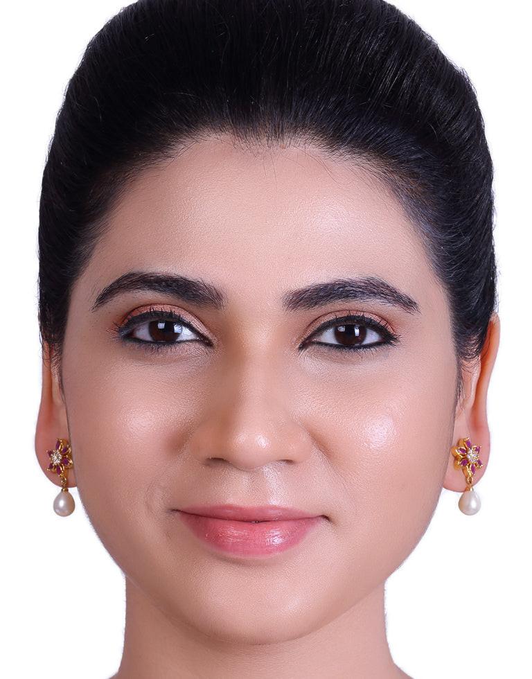 Freshwater Pearl Earrings with Cubic Zircon & Semi-Precious Stones