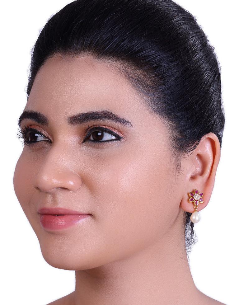 Freshwater Pearl Earrings with Cubic Zircon & Semi-Precious Stones