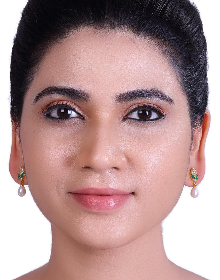 Freshwater Pearl with Cubic Zircon & Semi Precious Stone Fancy Stud Earrings