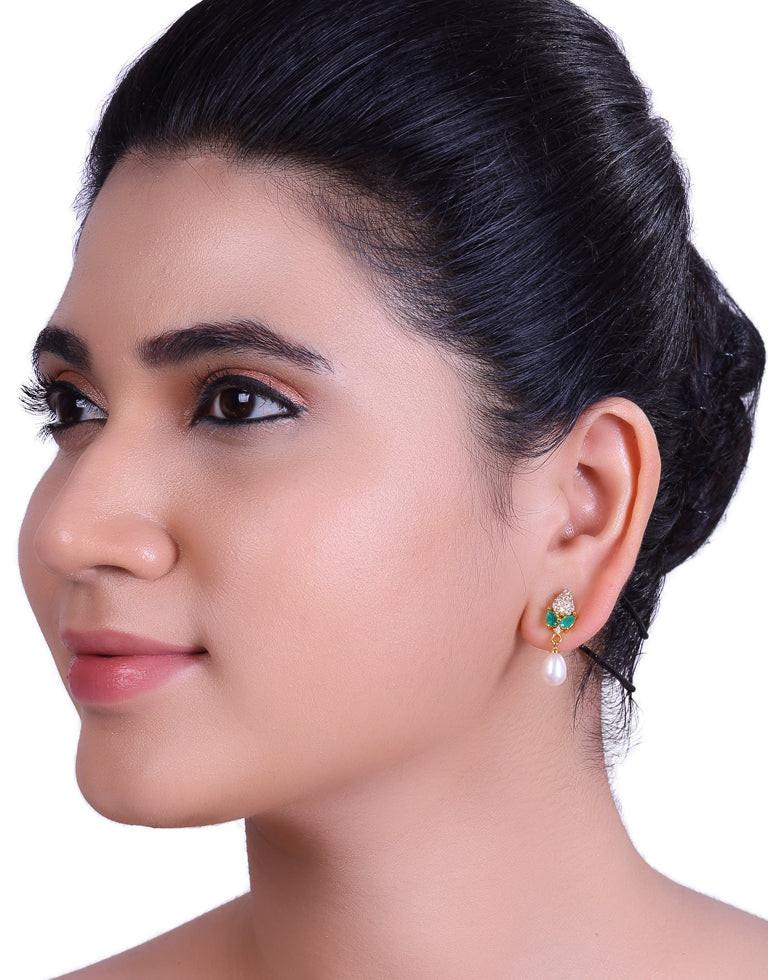 Freshwater Pearl with Cubic Zircon & Semi Precious Stone Fancy Stud Earrings