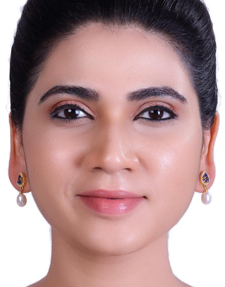 Freshwater Pearl with Cubic Zircon & Semi Precious Stone Fancy Stud Earrings