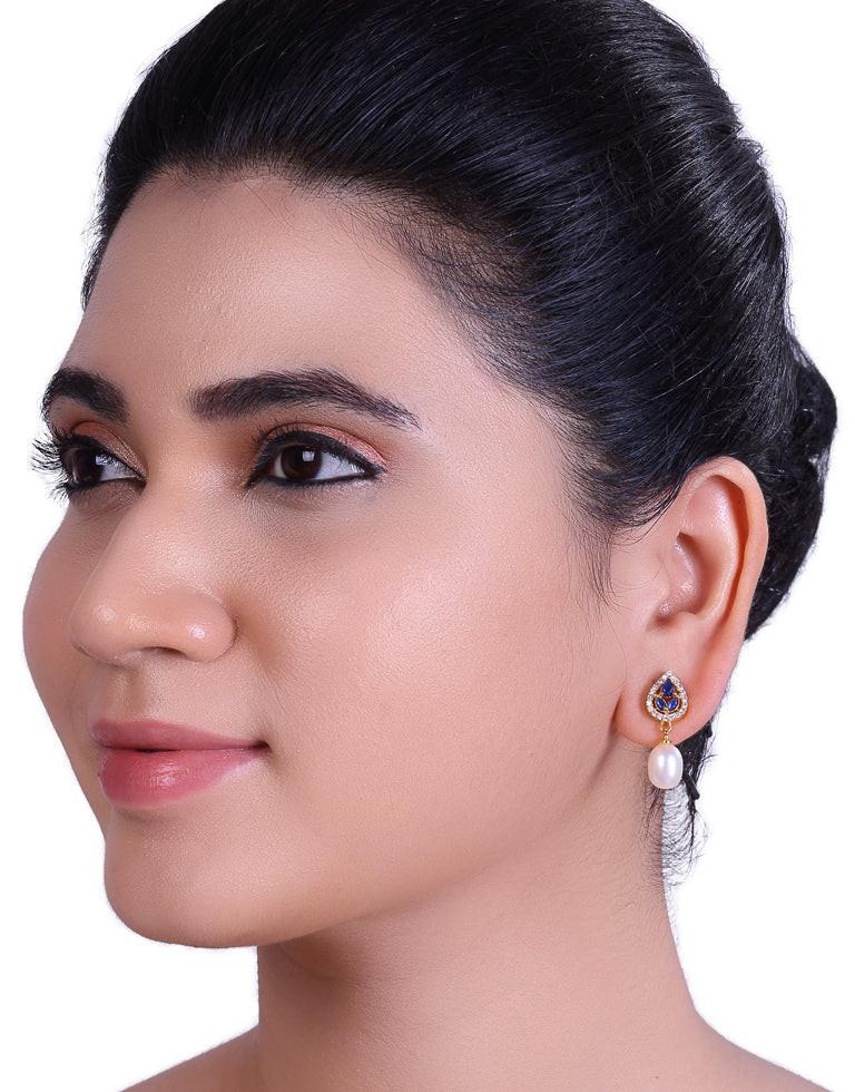 Freshwater Pearl with Cubic Zircon & Semi Precious Stone Fancy Stud Earrings