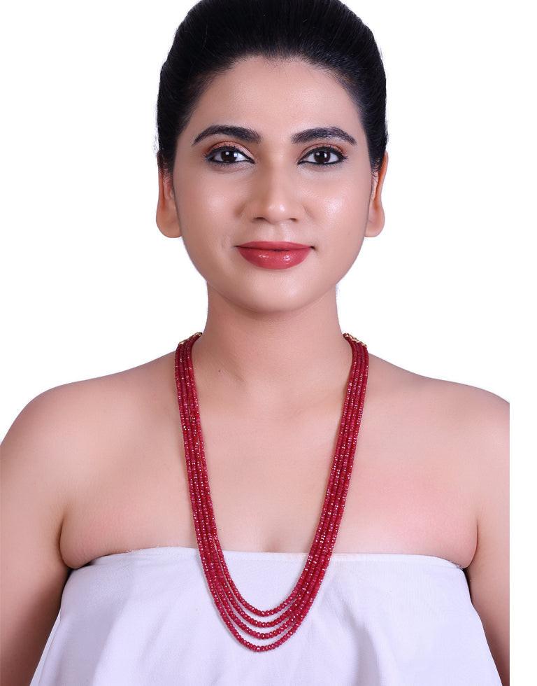 Natural Color Cut Ruby Beads Necklace
