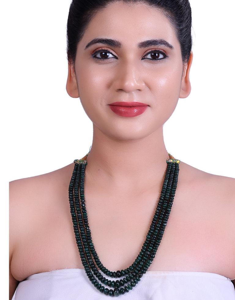 Natural Color Uncut Emerald Beads Necklace