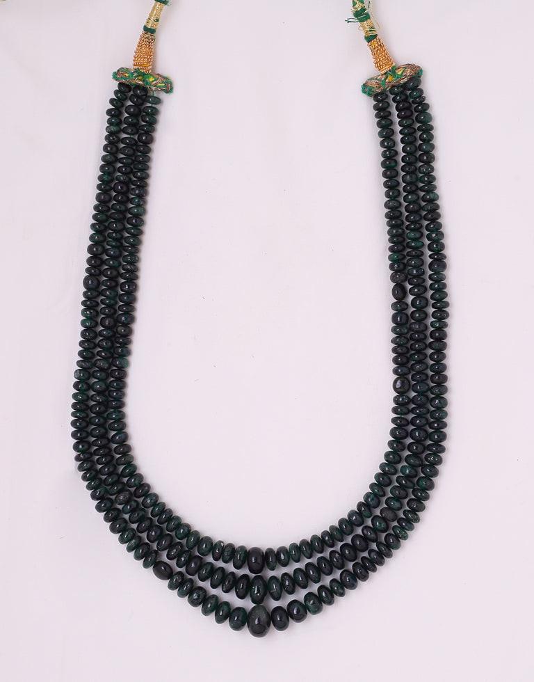 Natural Color Uncut Emerald Beads Necklace