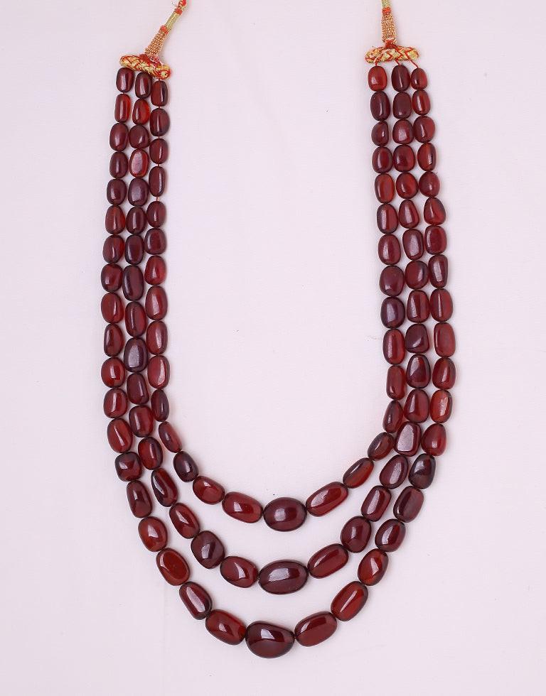 Natural Color Oval Shape Gomed Beads Necklace