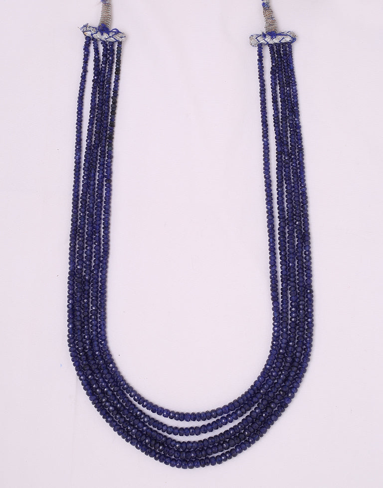 Natural Color Cut Blue Sapphire Beads Necklace