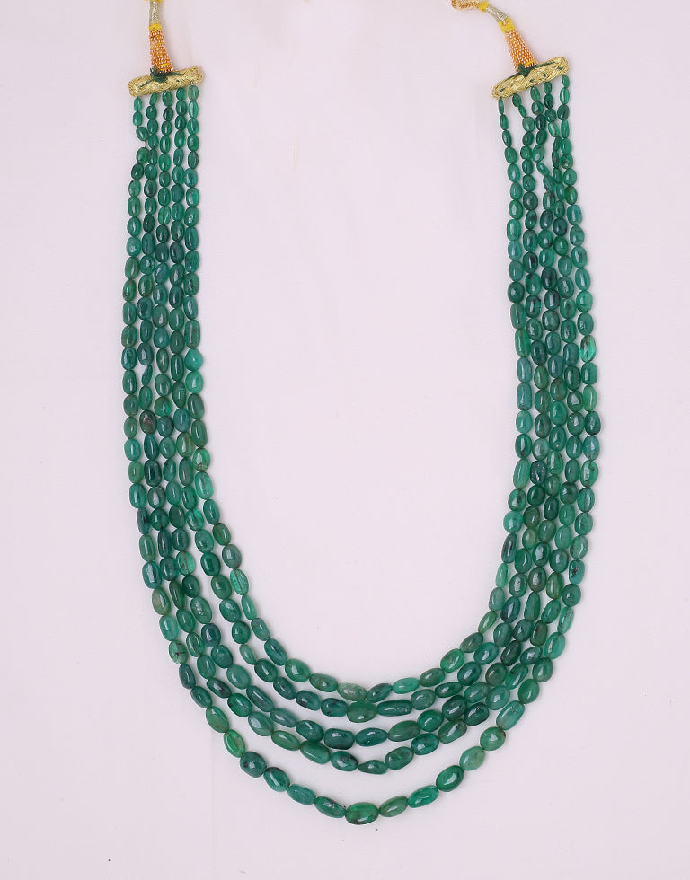 Natural Colour Oval Shape Emerald Beads Necklace