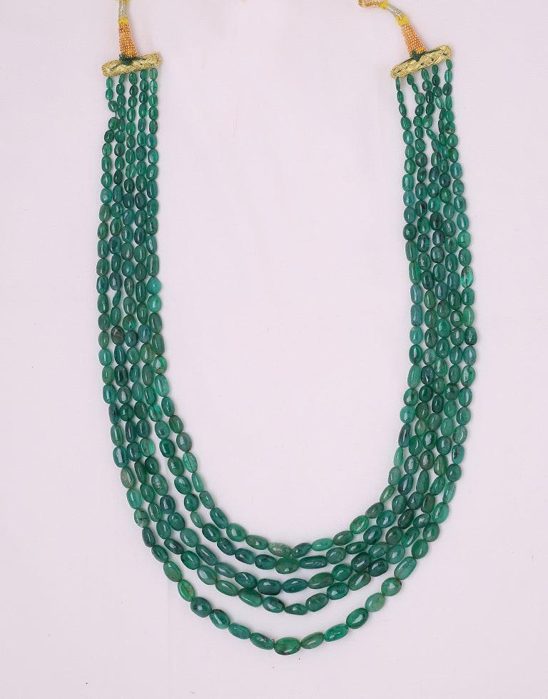 Natural Colour Oval Shape Emerald Beads Necklace