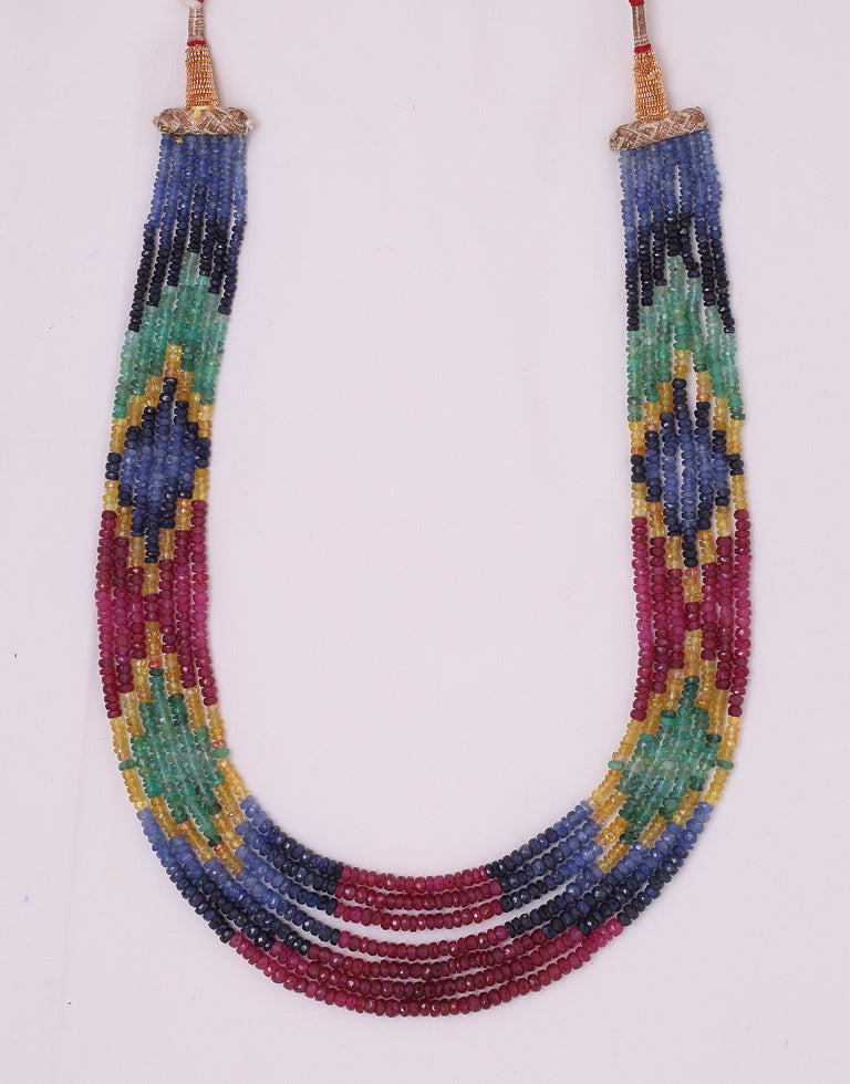 Natural Multi-Color Cut Rainbow Beads Necklace