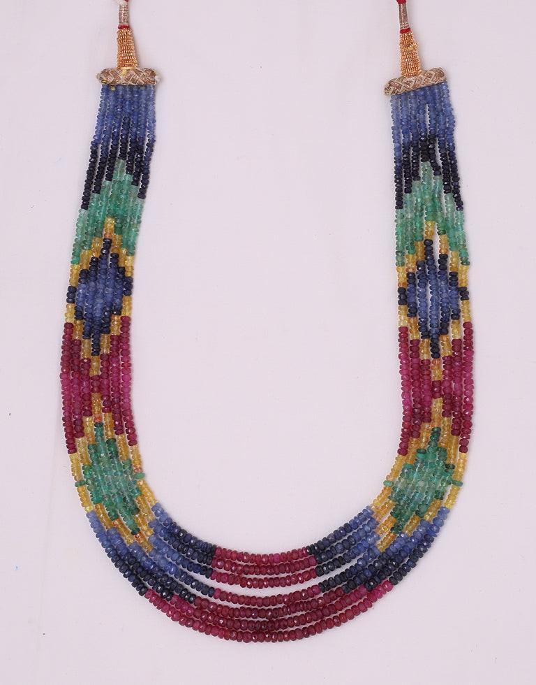 Natural Multi-Color Cut Rainbow Beads Necklace