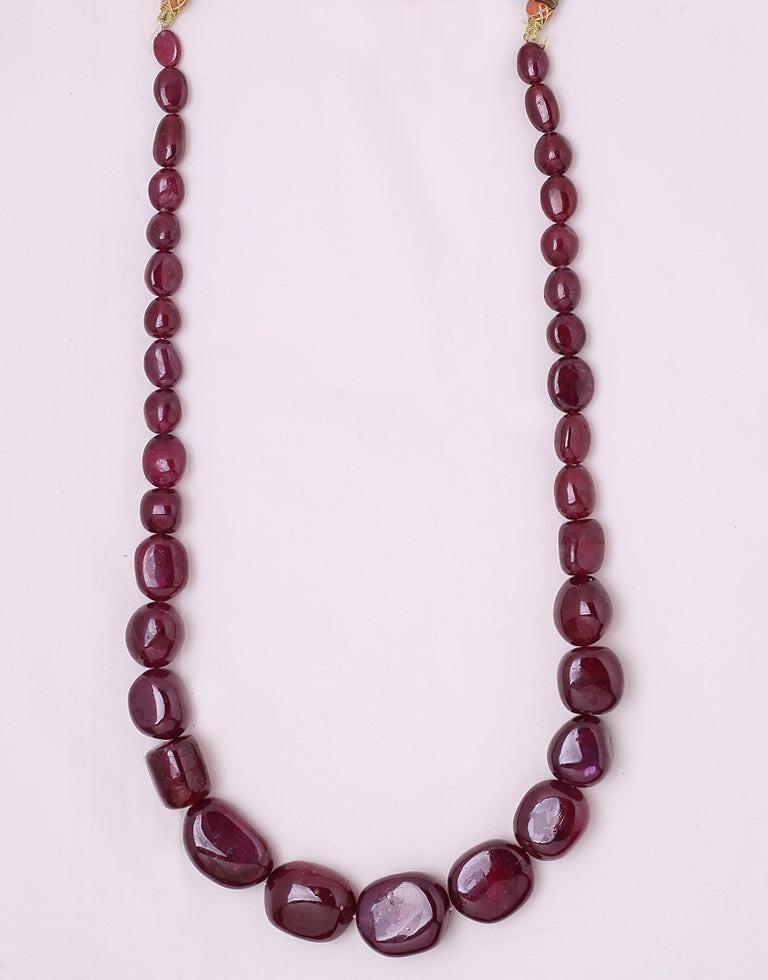 Natural Color Oval Shape Ruby Beads Necklace