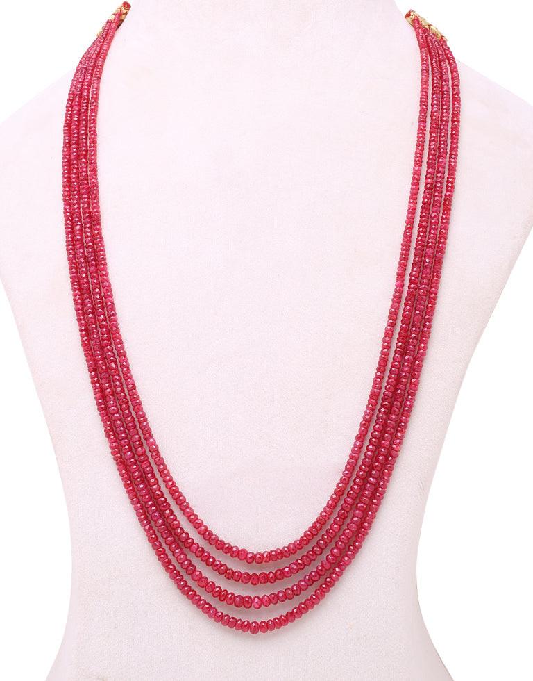 Natural Color Cut Ruby Beads Necklace
