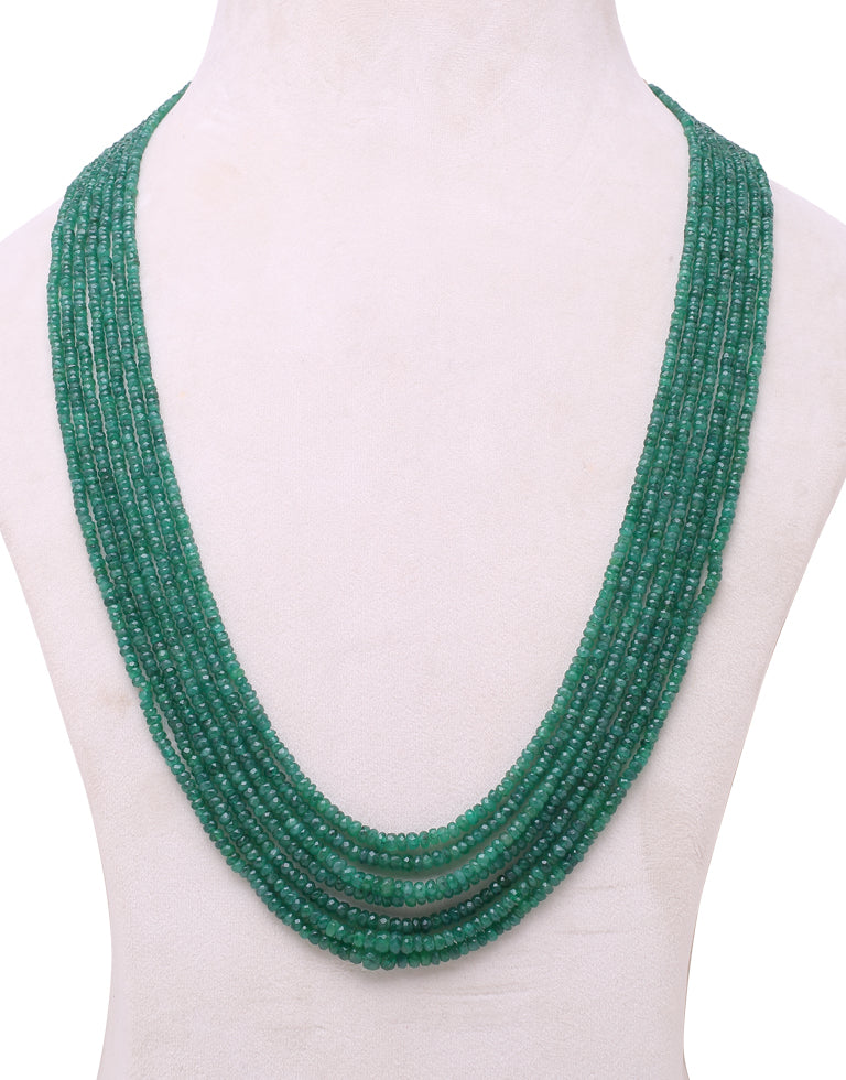 Natural Color Cut Emerald Beads Necklace