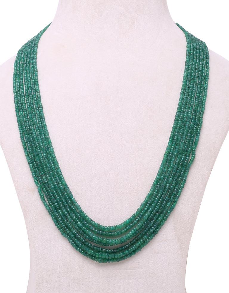 Natural Color Cut Emerald Beads Necklace