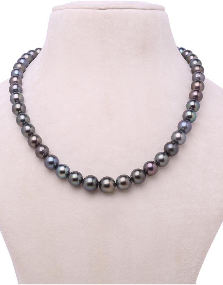 Natural Black Tahitian Saltwater Pearl Necklace 9.4–11.6mm, AA+