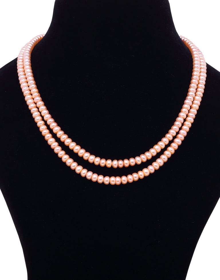 Desirable Half Round Pink Freshwater Pearl Necklace