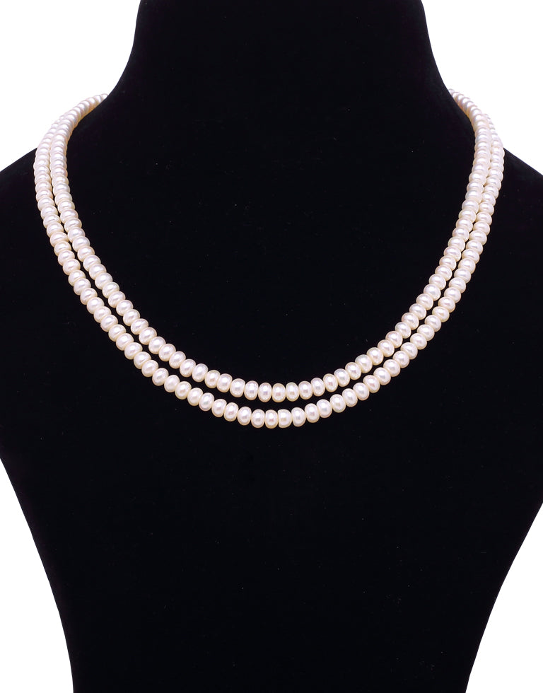Treasured Half Round White Freshwater Pearl Necklace