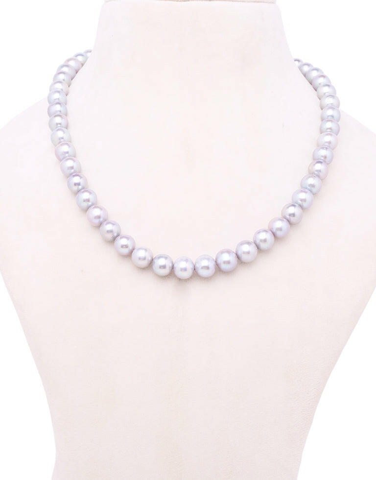 Natural Round Grey Freshwater Pearl Necklace
