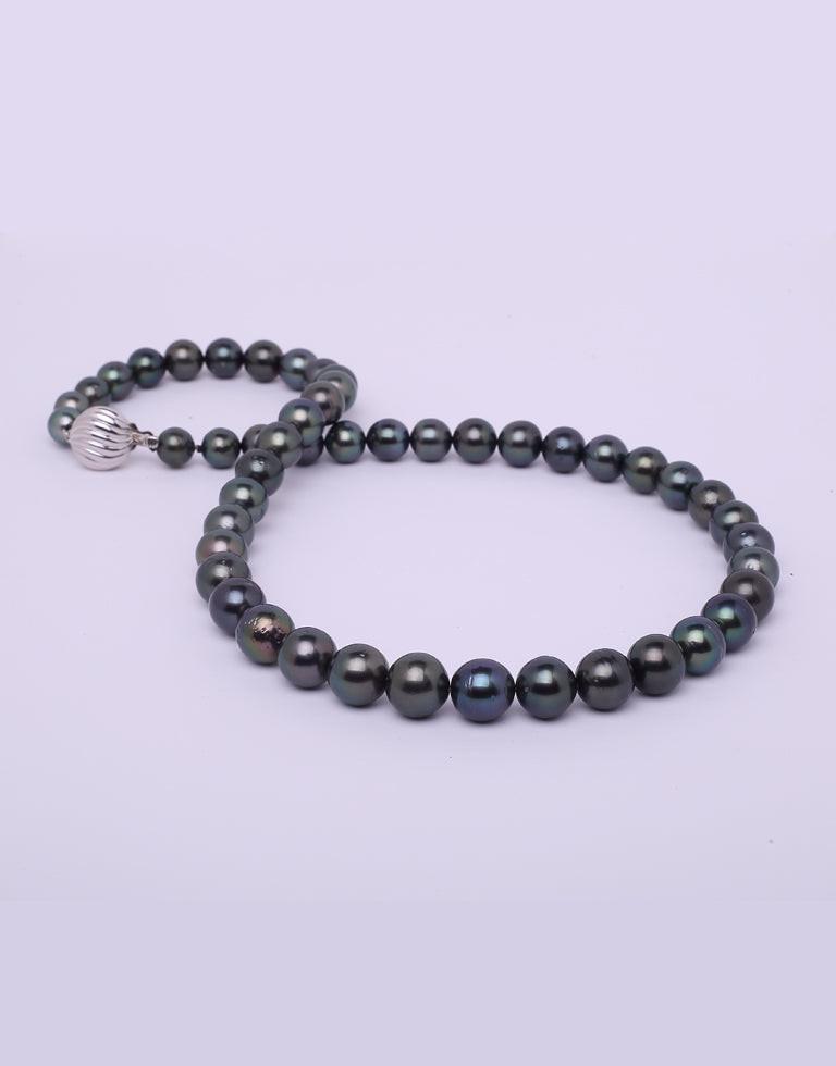 Natural Black Tahitian Saltwater Pearl Necklace 9.4–11.6mm, AA+