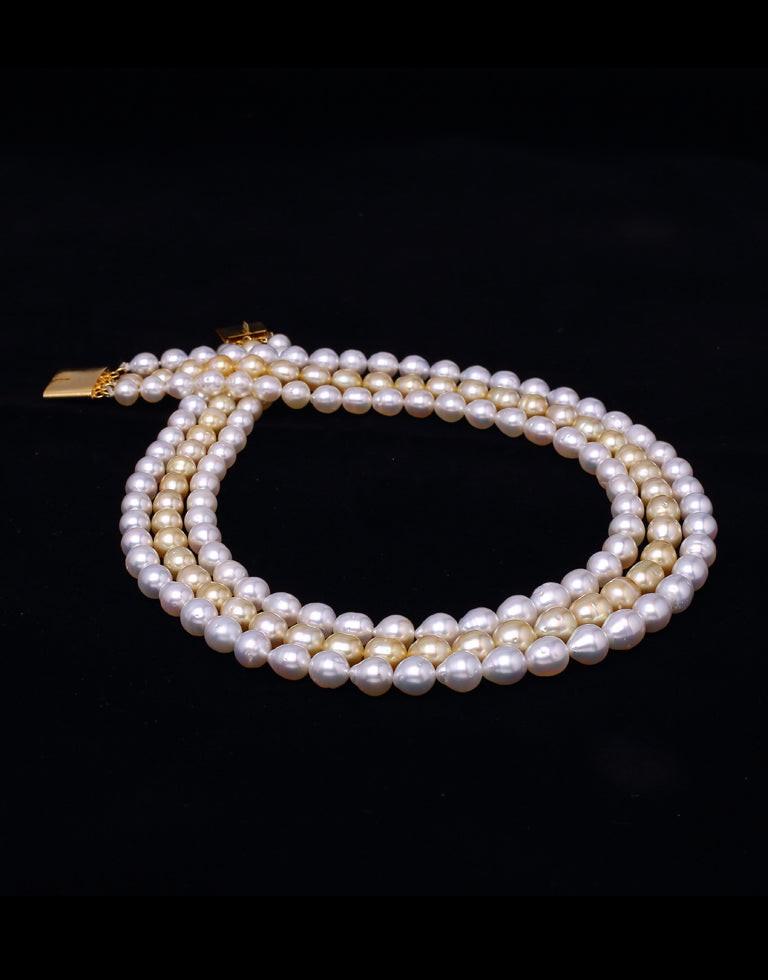 White & Golden South Sea Drop Shape Pearl Necklace, 7.0-8.9mm – AA Quality
