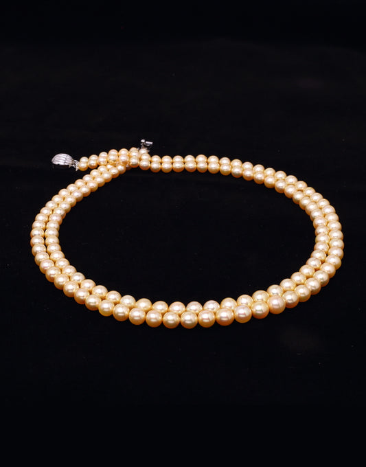 Round Golden Japanese Akoya Saltwater Pearl Necklace, 5-8.5mm – AAA Quality