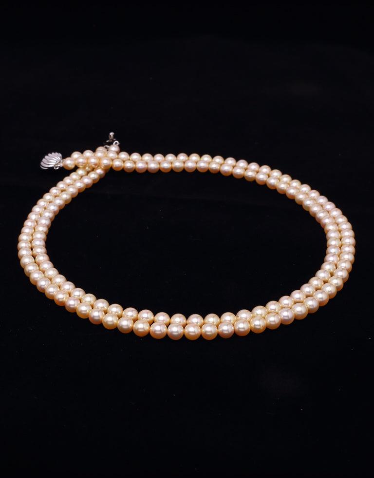 Round Golden Japanese Akoya Saltwater Pearl Necklace 6–7mm, AA+