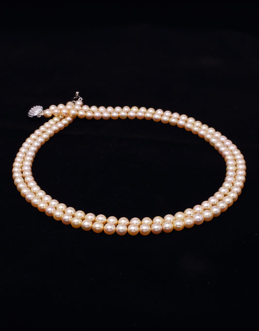 Round Golden Japanese Akoya Saltwater Pearl Necklace, 6-7mm – AAA Quality