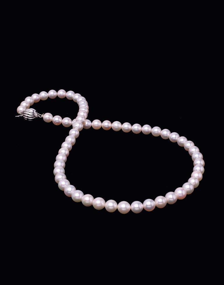 White Japanese Akoya Pearl Necklace, 8.0–8.5mm AAA Quality