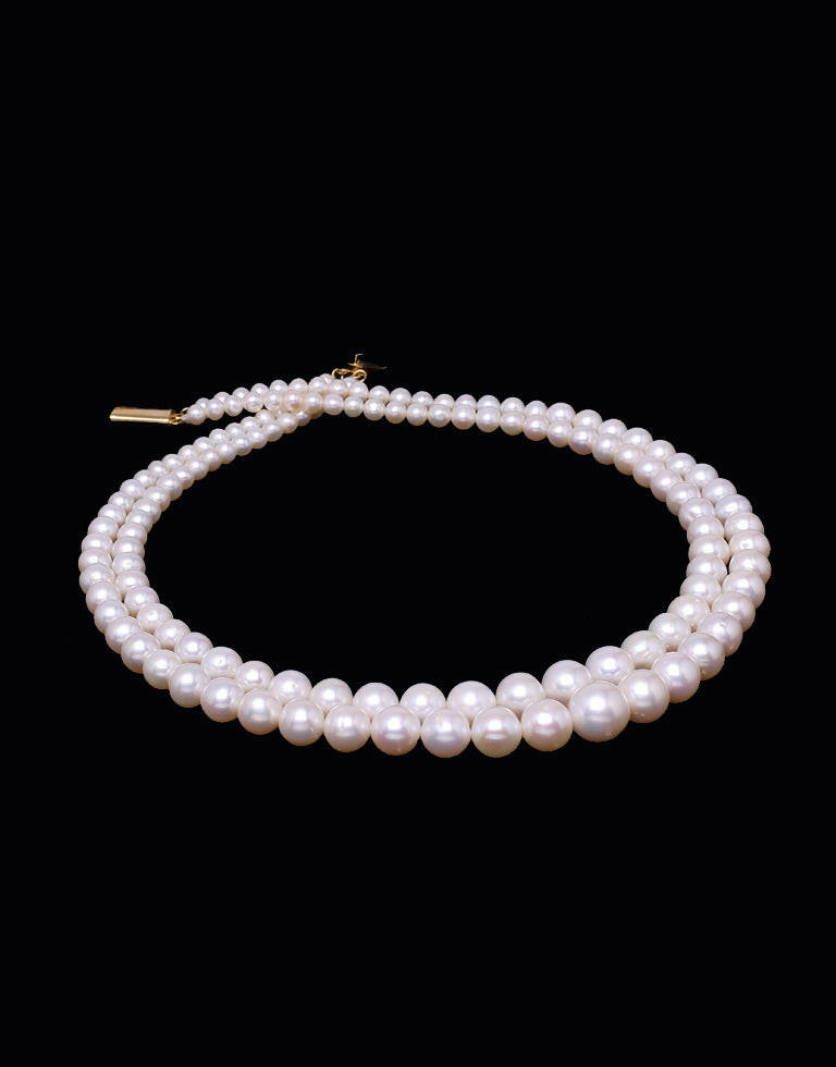 Round White - Lusturous Freshwater Pearl Graded Necklace