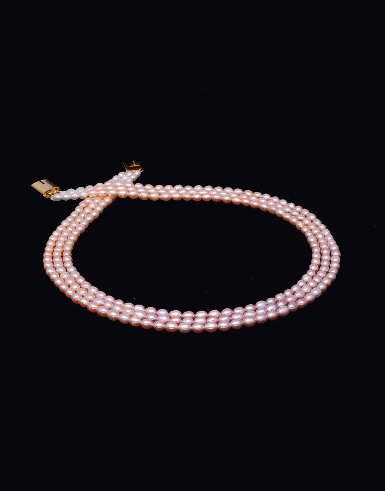 The Bright Shaded Color Freshwater Oval Shape Pearl Necklace