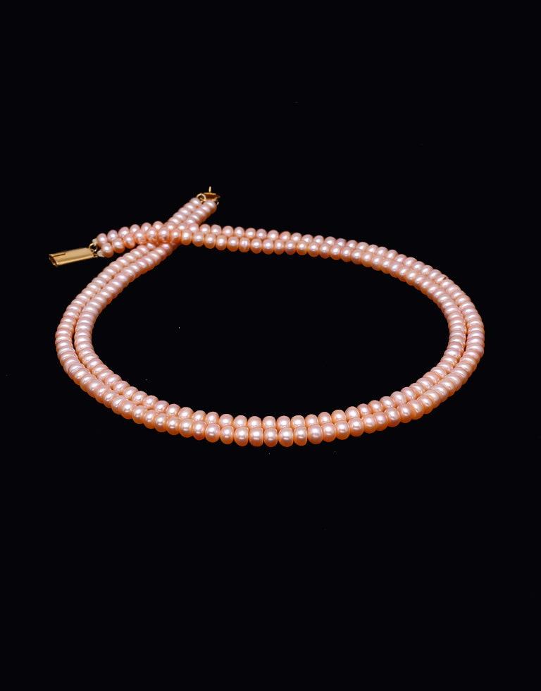 Desirable Half Round Pink Freshwater Pearl Necklace