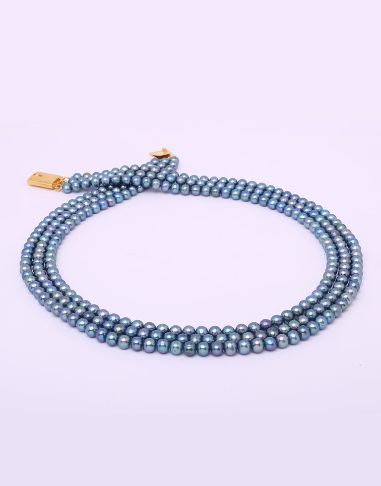 Wonderful Round Greyish Black Freshwater Pearl Necklace
