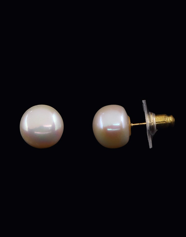 Elite Collection White Freshwater Pearl Stud Earring