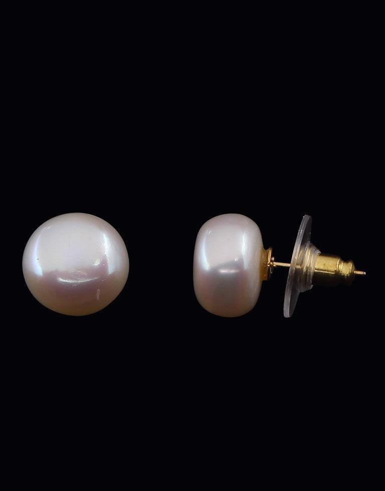 Elite Collection White Freshwater Pearl Stud Earring