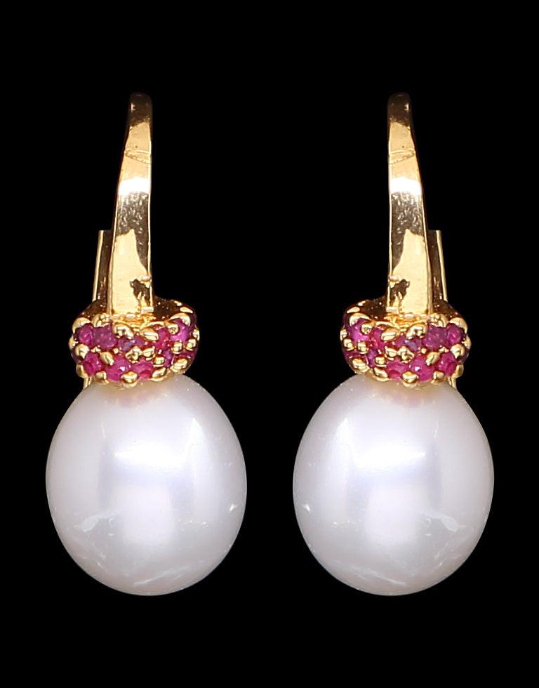 Decorative Freshwater Pearl With Semi Precious Stone Fancy Stud Earrings