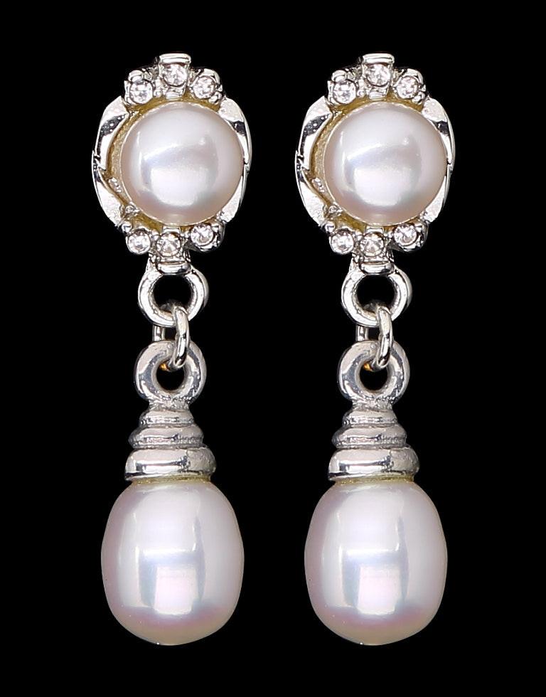 Freshwater Pearl with Cubic Zircon Fancy Stud Earrings